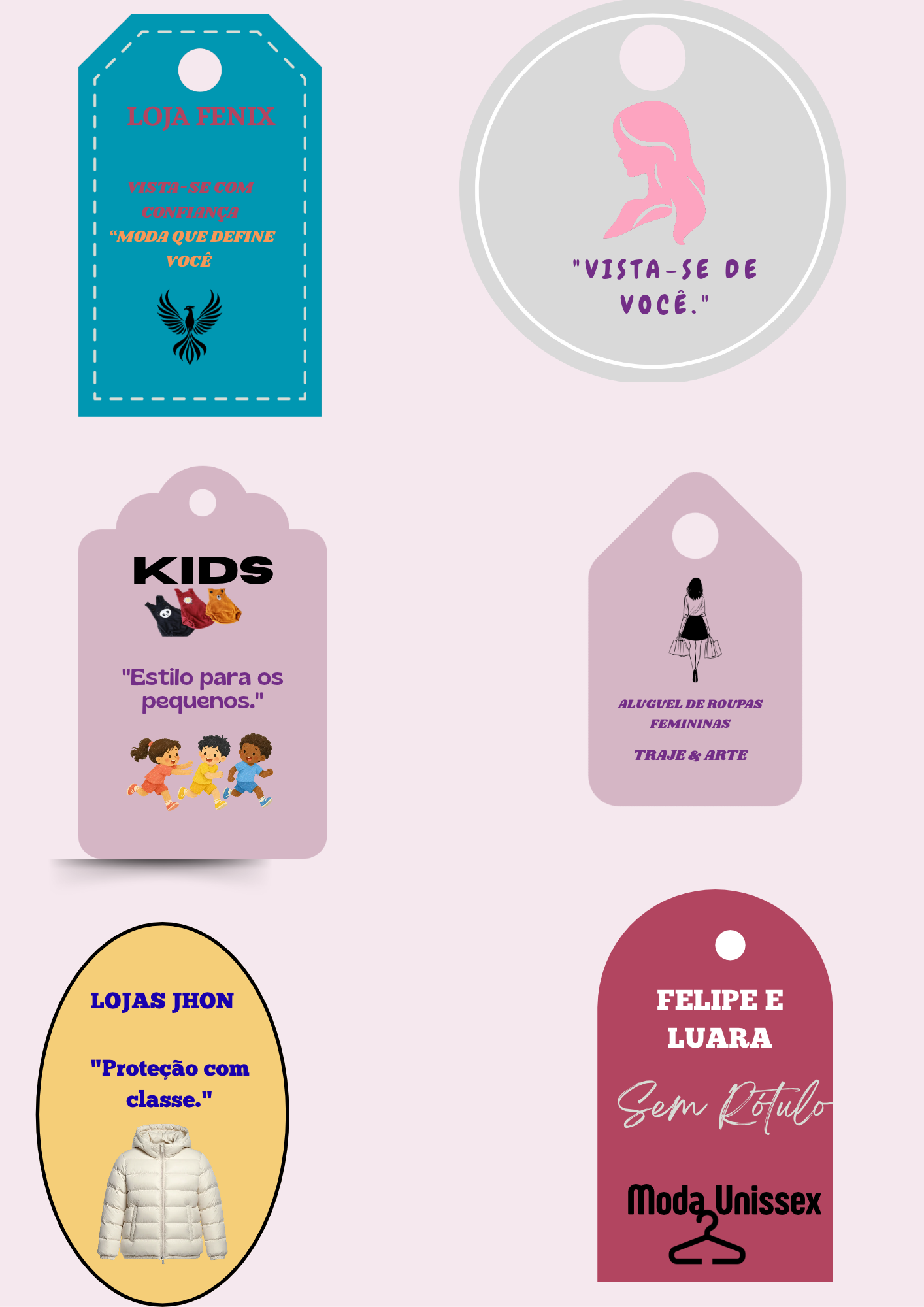 Trabalho realizado: Tags personalizadas para roupas